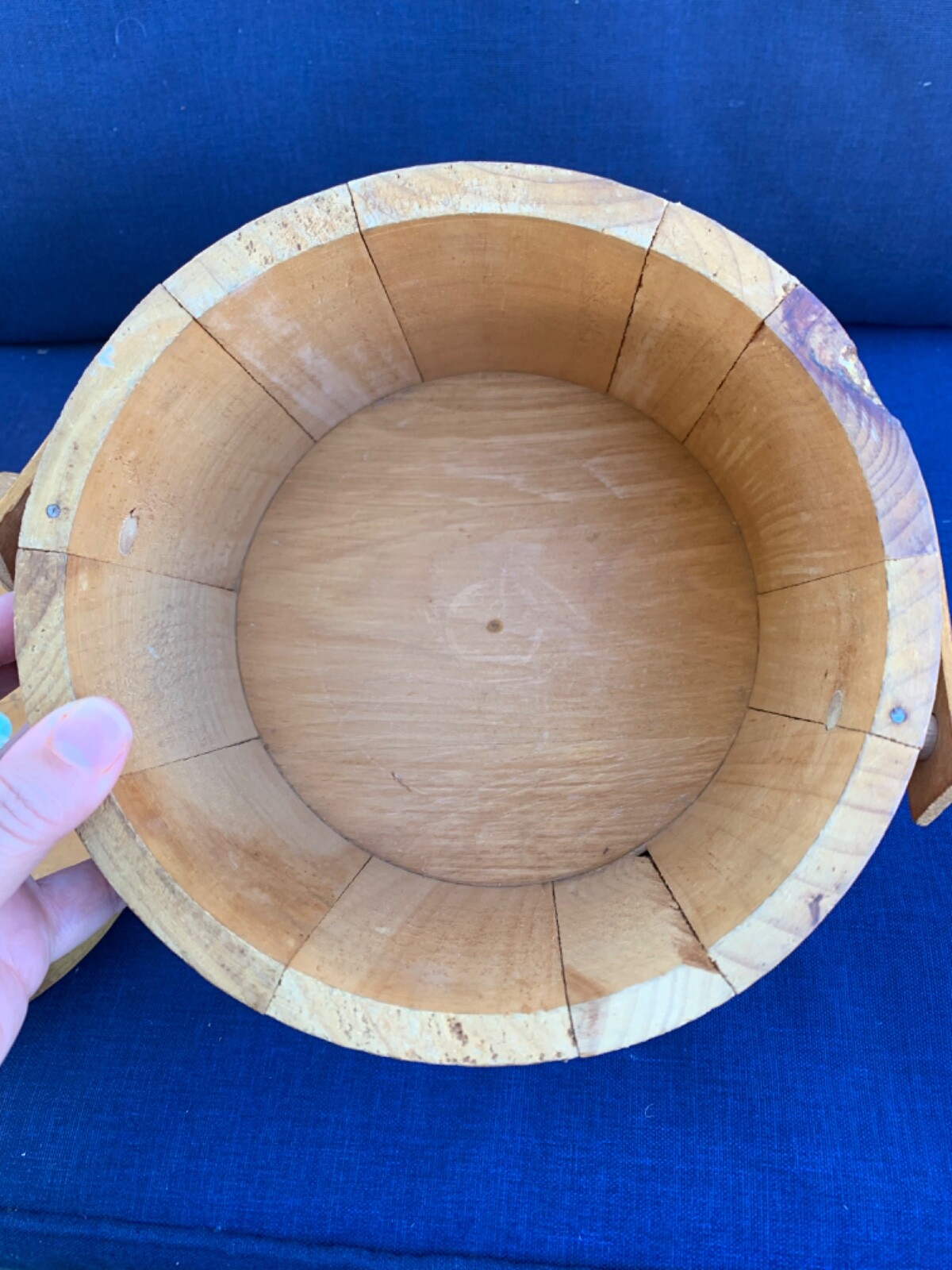 Large Vintage Antique Wooden Hand Painted Tole Firkin w Lid Folk Art  Bucket