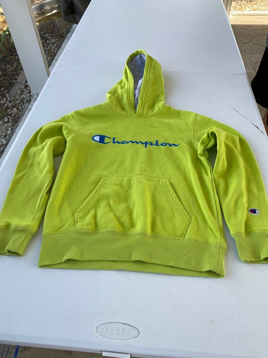 Champion Youth size medium lime green pullover hoodie sweatshirt