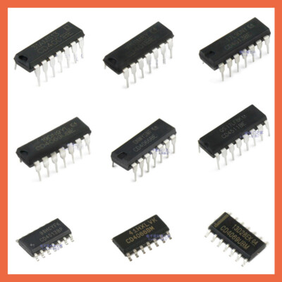 Assorted IC Chips - CD4017, CD4001, CD4011, CD4013, CD4066, CD4069, CD4511 Etc. In DIP Or SOP Packages (Unbranded, China)
