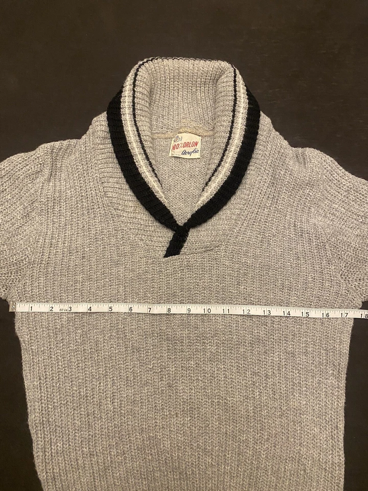Suéter de Colección Años 50 Rockabilly Cuello Chal 100% Orlon Acrílico Mediados de Siglo Talla s Foto 3 de 4
