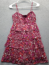 American Eagle Outfitters Tiered Dress Women's 2 Multi Lined Square Neck 1/4 Zip