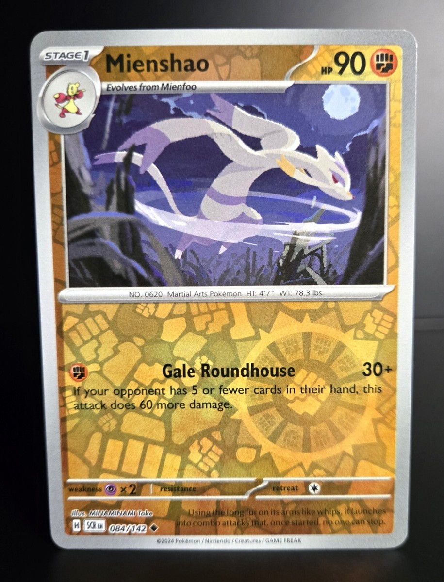 Pokmon TCG - MIENSHAO - 084/142 - Reverse Holo - Stellar Crown 2024 - NM/MINT Pokmon TCG - MIENSHAO - 084/142 - Reverse Holo - Stellar Crown 2024 - NM/MINT