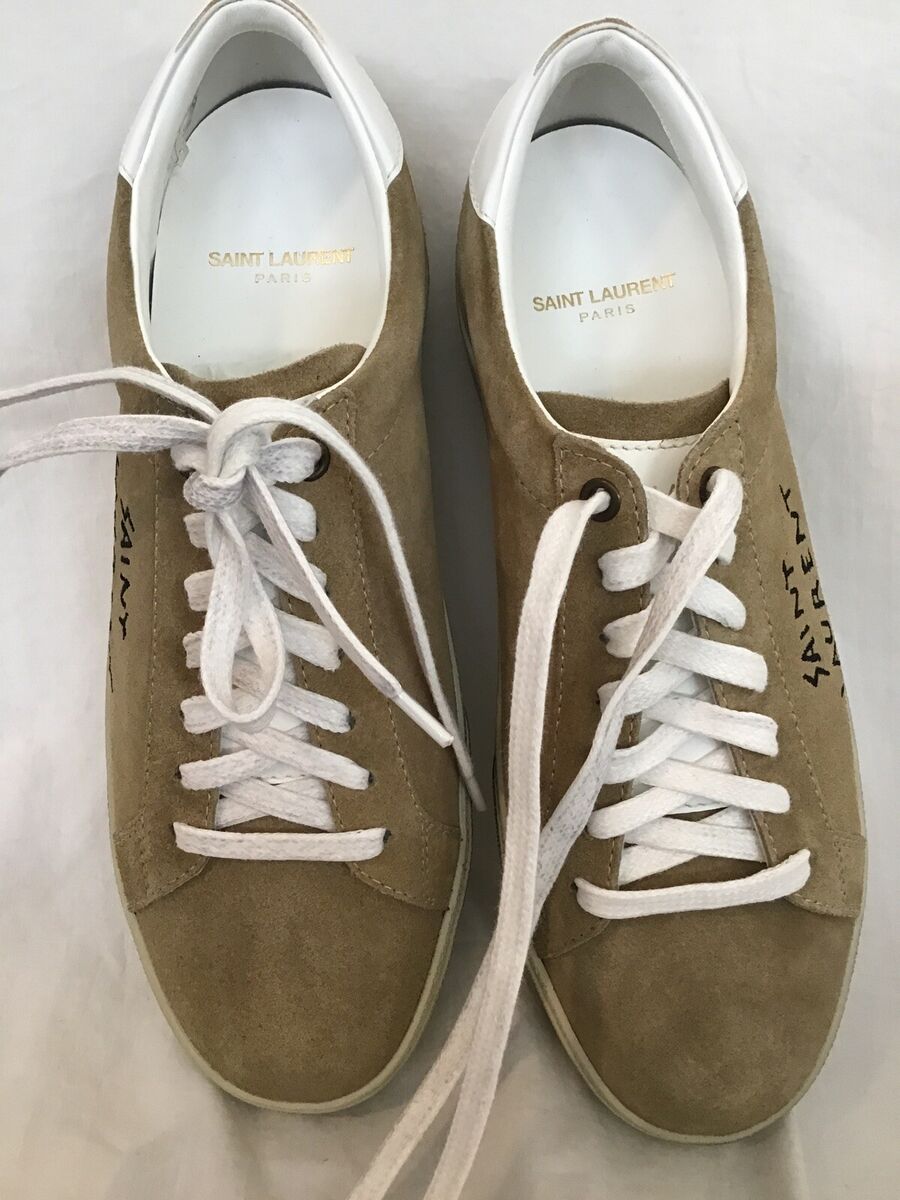 saint laurent Low Top Sneakers Calfskin Suede Logo Beige saint laurent Low Top Sneakers Calfskin Suede Logo Beige