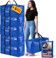 Extra Heavy Duty Moving Bags with Zipper, 6 Pack   Extra Large Storage Bags