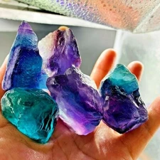 3pcs Natural Raw Rainbow Fluorite Rough Metaphysical Crystal Specimens Rocks