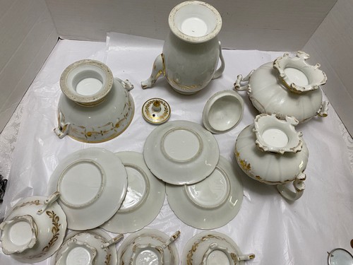 Old Paris Porcelain Tea Set 12pcs Assembled Pot Cream Sugar Waste 4 C&S 19th C - Picture 6 of 12