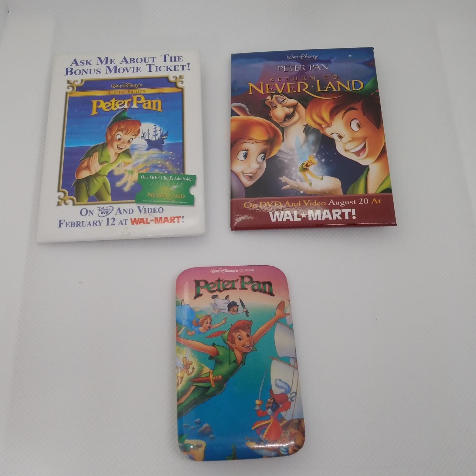 Peter Pan & Return to Neverland Movie Promotional Pin DVD & Video Release Button