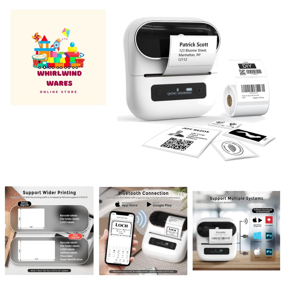 Upgrade 3-Inch Portable Barcode Label Maker Machine for Stickers