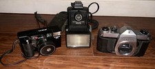 Canon AF35ML 35MM Camera Lot Pentax Honeywell Vivitar Thyristor 285HV UNTESTED