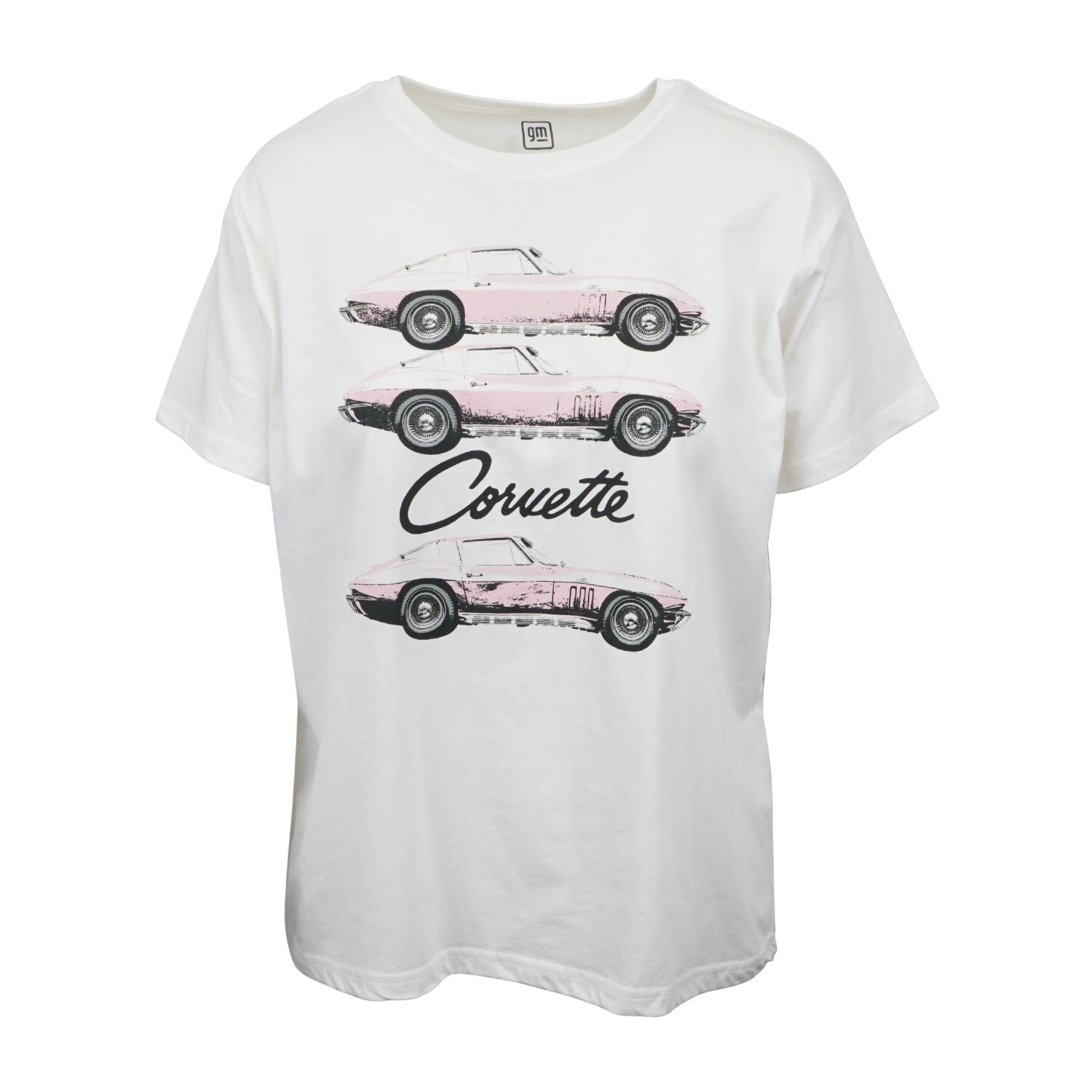GENERAL MOTORS PINK CORVETTE WOMENS T SHIRT