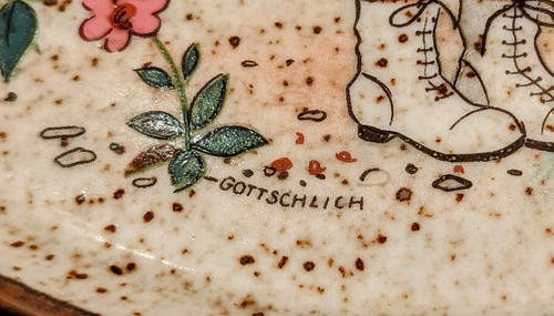 Adorable Gisela Gottschlich Plate Purbeck Art Pottery England - Girl & Puppy - Bild 7 von 8