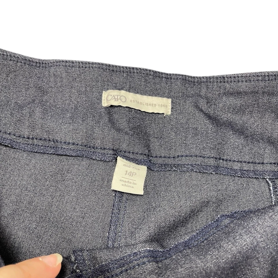 Cato 1946 Women's Mid Rise 14P Navy Blue Stretch Waist Pants Pockets 24" Inseam - Image 3 of 4