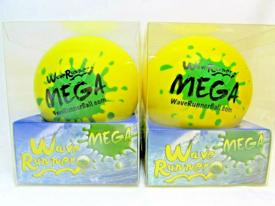 LOTE DE DOS WaveRunner #1 Mega Bolas de Saltar Agua 3.5" Amarillo PISCINA LAGO PLAYA Foto 2 de 4