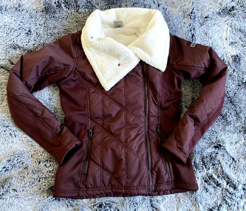 Avalanche Outdoor Supply Co. Asymmetrical Maroon, Sherpa Lined Quilted Stretch