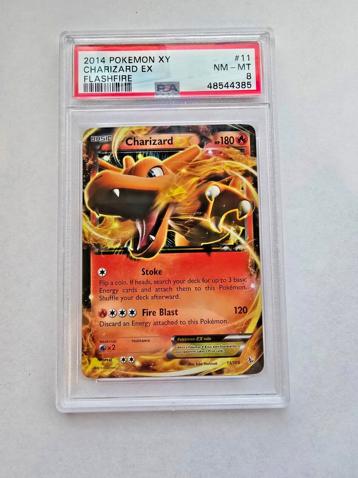 Charizard EX 11/106 Flashfire Holo PSA 8