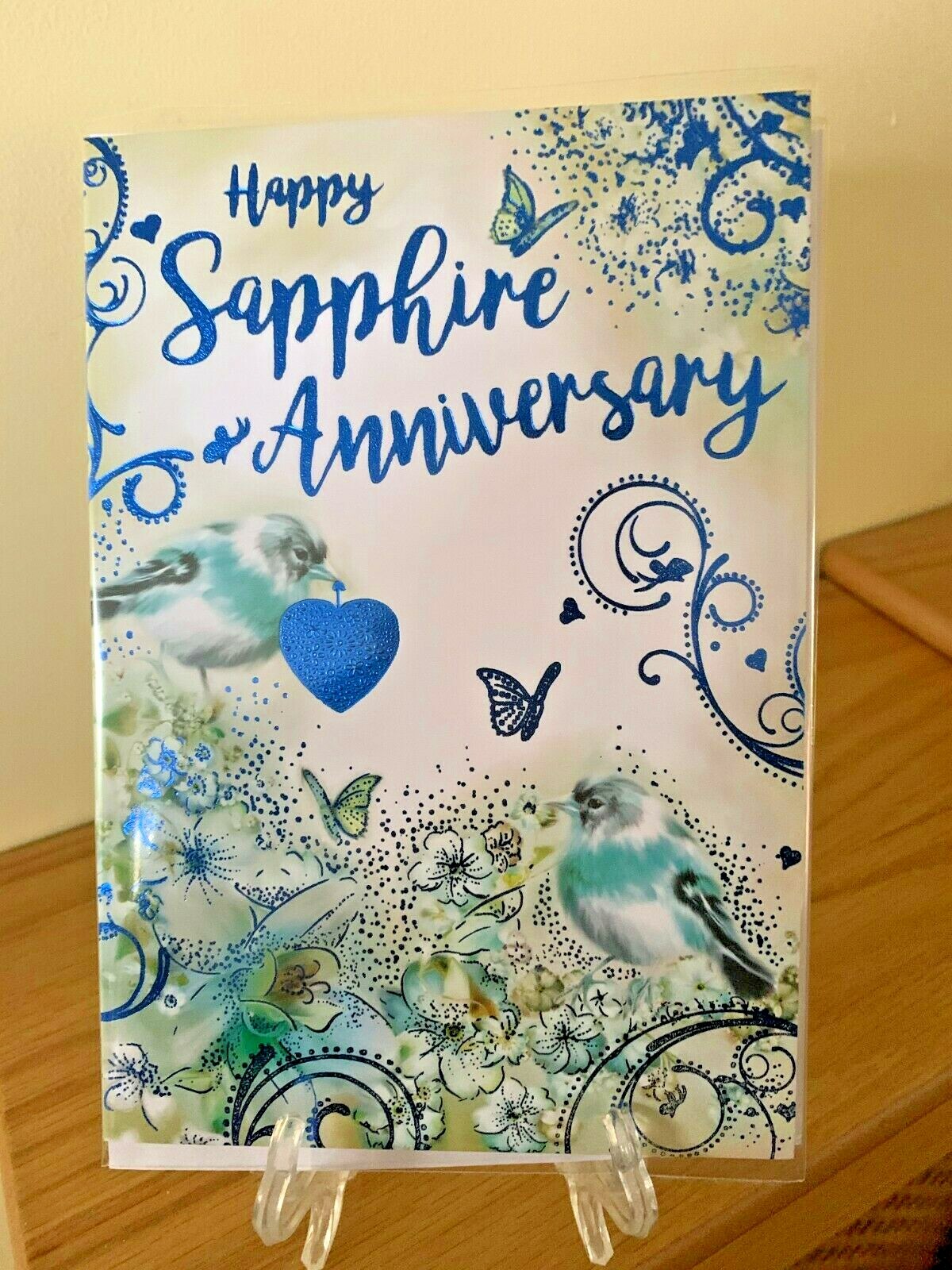 On Your Sapphire Wedding Anniversary Blue Foil Premium Quality Card 45 ...