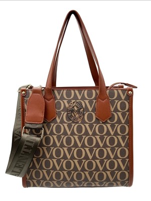 Valentino Orlandi Unisex Tote Bag V-2011 Crossbody Strap Leather Brown Vovo L