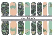 Rawr Dinosaurs Check Nail Polish Strips / Nail Wraps / Nail Stickers