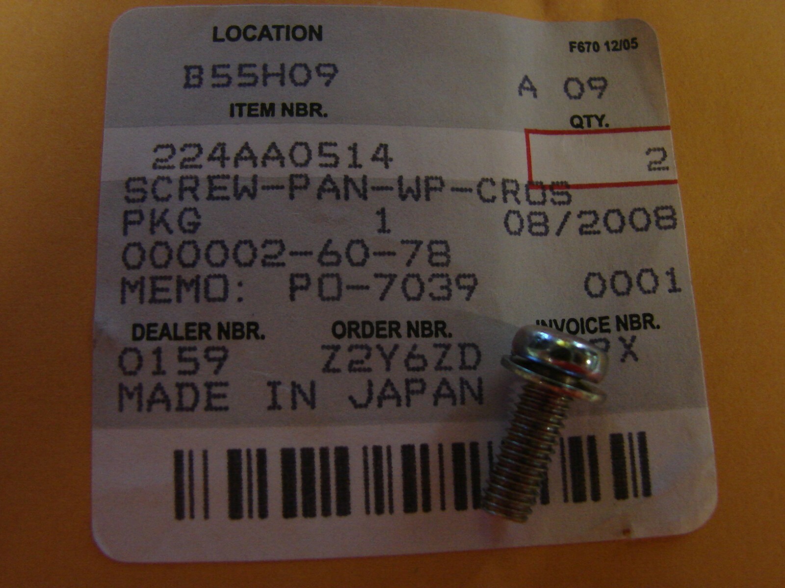 NOS KAWASAKI PAN HEAD SCREW 224AA0514 NEW OEM | eBay 