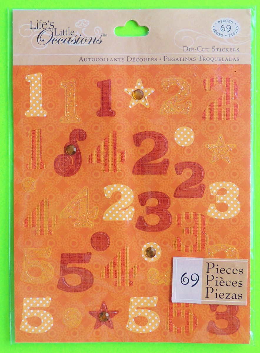 K&Company Die-Cut NUMBERS & Embellishment Stickers 60-69ct Yellow