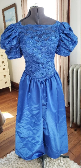 Западный салон костюм винтажный 80-х платье викторианской платье шнурует вверх корсет синий - Изображение 2 из 4