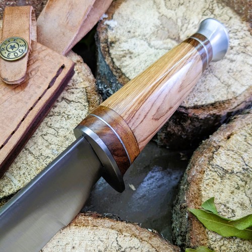FIXED-BLADE HUNTING KNIFE | 10" Olive Wood Full Tang Skinner Blade with Sheath - Picture 4 of 5