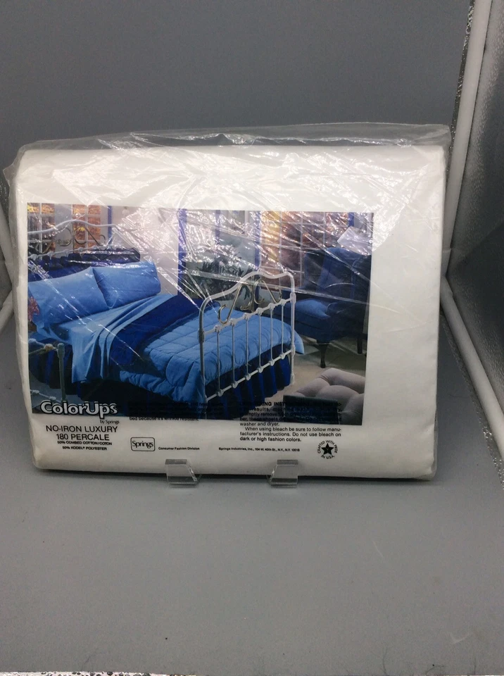 Muelles de sábana plana doble color blanco percal 180 mezcla de algodón EE. UU. 81x96 Foto 3 de 4