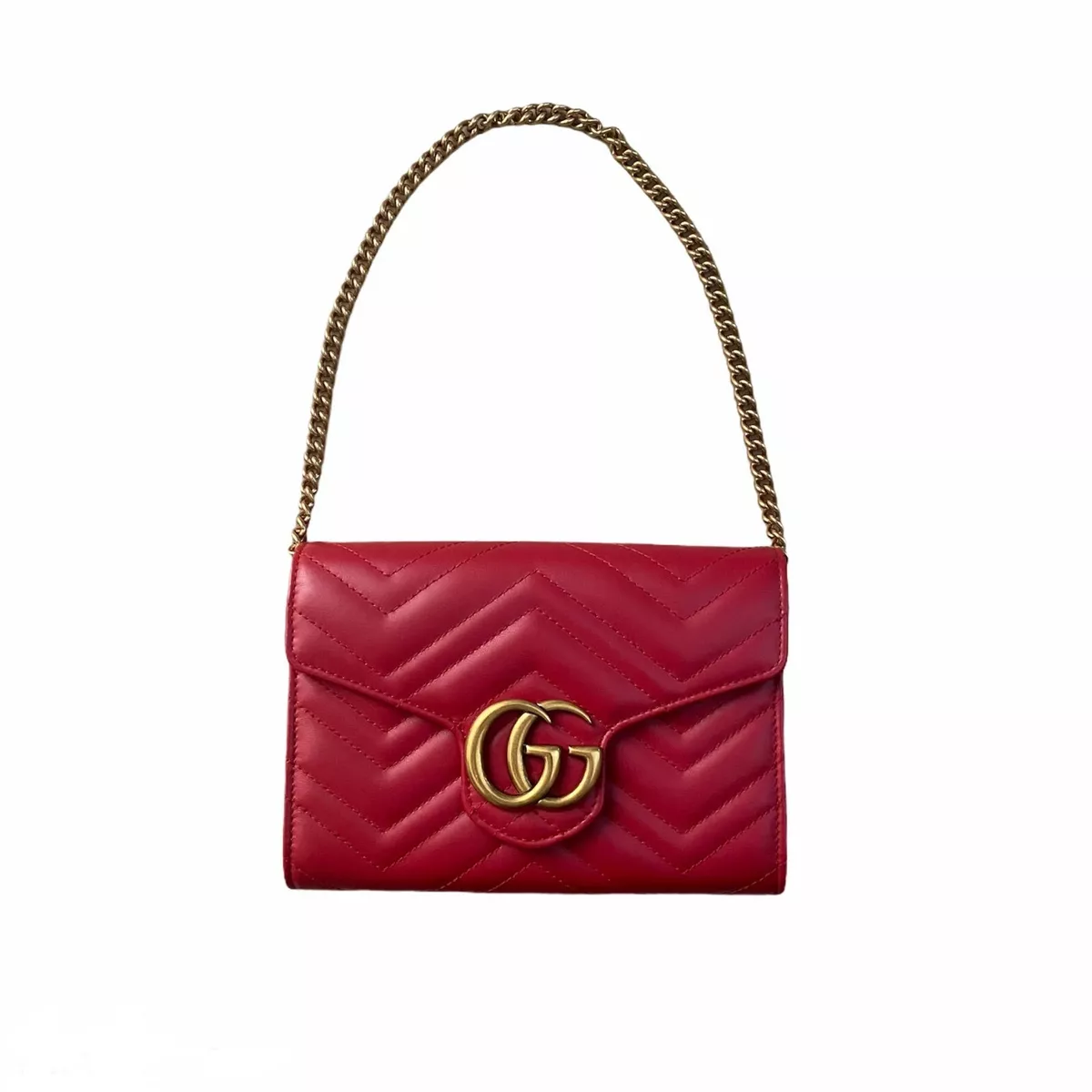 Gucci Red Quilted Leather Marmont Small Shoulder Bag