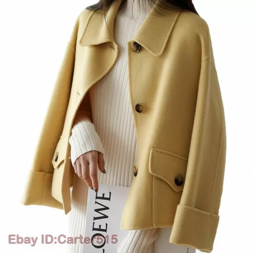 Double-sided Wool 100% Coat Women's Short Loose Casual Cape Lapel Jacket Korean 