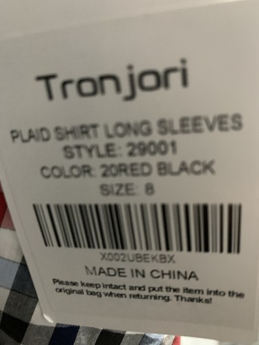 Tronjori Boy's Long Sleeve Button Down Shirt Size 8 New - Picture 4 of 5