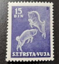 TRIESTE ZONE B 1950 15 d. GOATS HIGH VALUE CAT € 130 MINT NEVER HINGED MNH TOP!!
