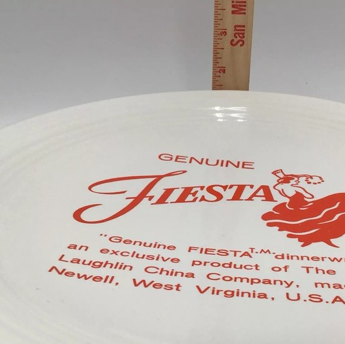 Fiesta White 11.75" Serving/Chop Plate Flamenco Dancer Homer Laughlin USA Orange - Picture 6 of 8