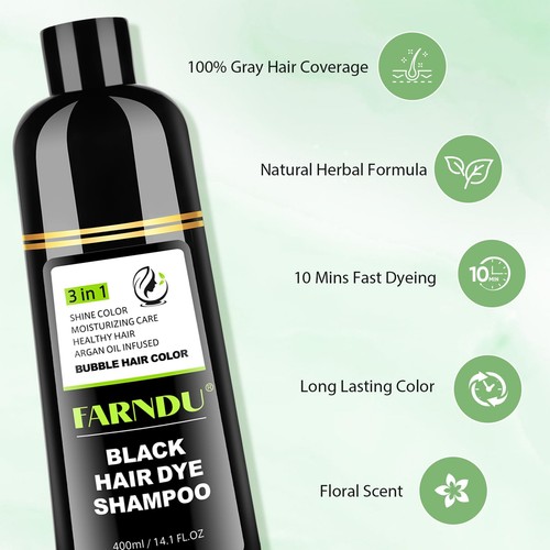 Shampoo Tintura Capelli Nero per Donna e Uomo, Copertura Capelli Grigi Erboristeria Naturale 3 i... - Foto 5 di 9