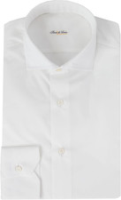 Solid White Medium Spread Collar Cotton Button down Shirt - 17.5/44