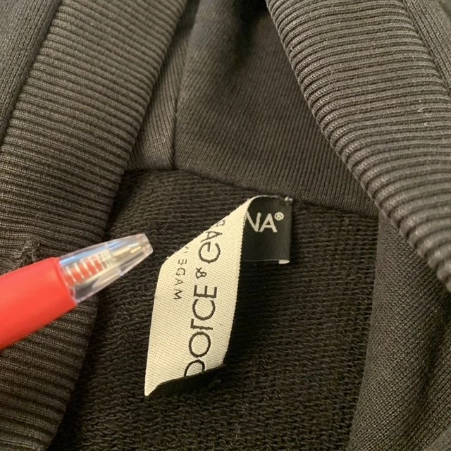 DOLCE & GABBANA Mens Hoodie 48 Black Sweatshirt Logo Plaque Full Zip 100% Cotton — 第 2/4 张图片