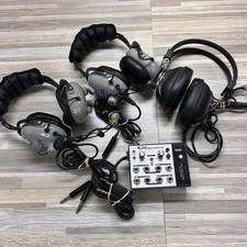 Softcomm International Intercom ATC-4 Aviation Instrument 3- Head Sets UNTESTED