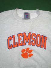 Vintage Clemson Tigers Russell Athletic Sweatshirt Mens Large Gray High Cotton