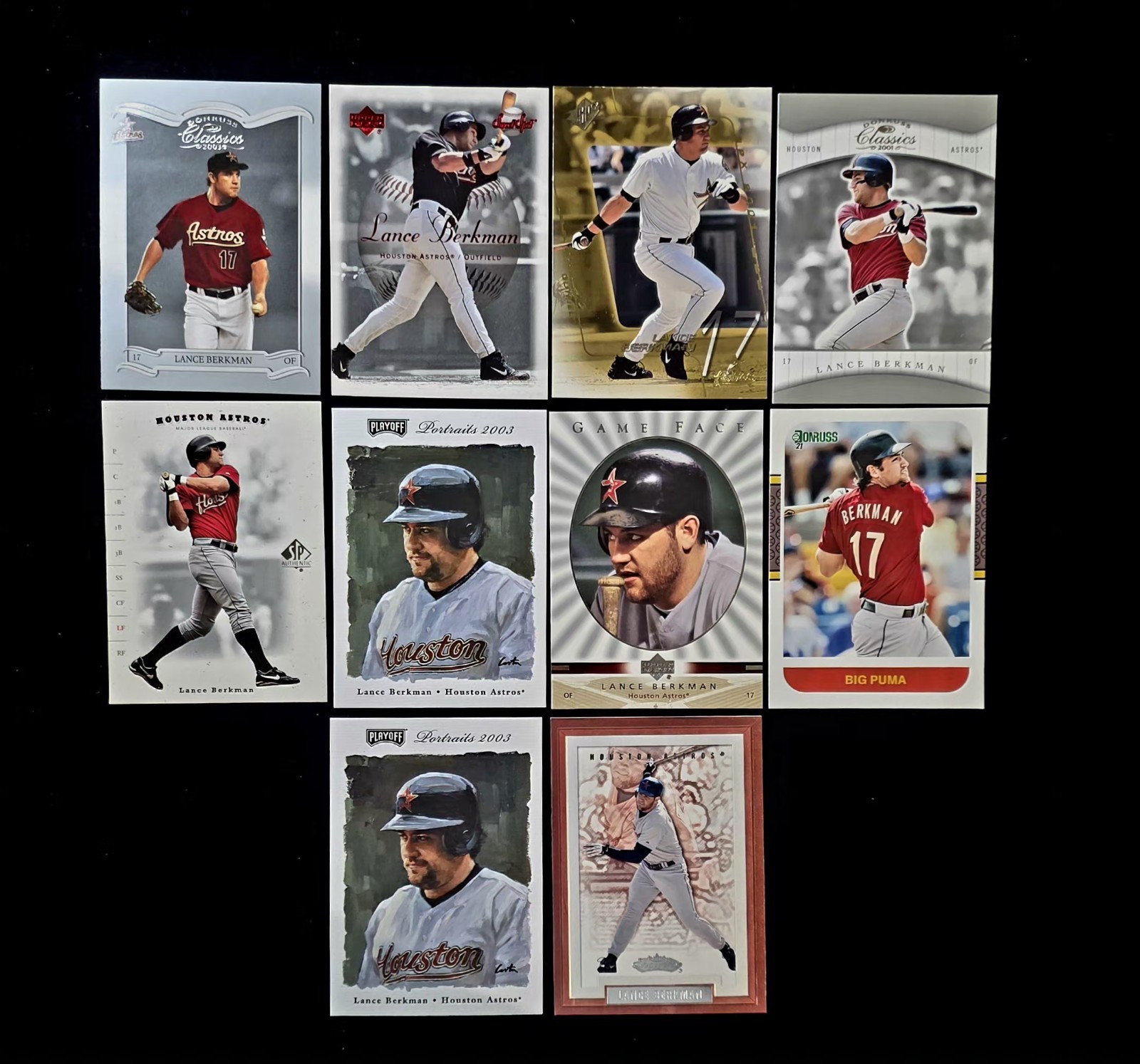 Lance Berkman Lot of 10 Baseball Cards - Houston Astros
