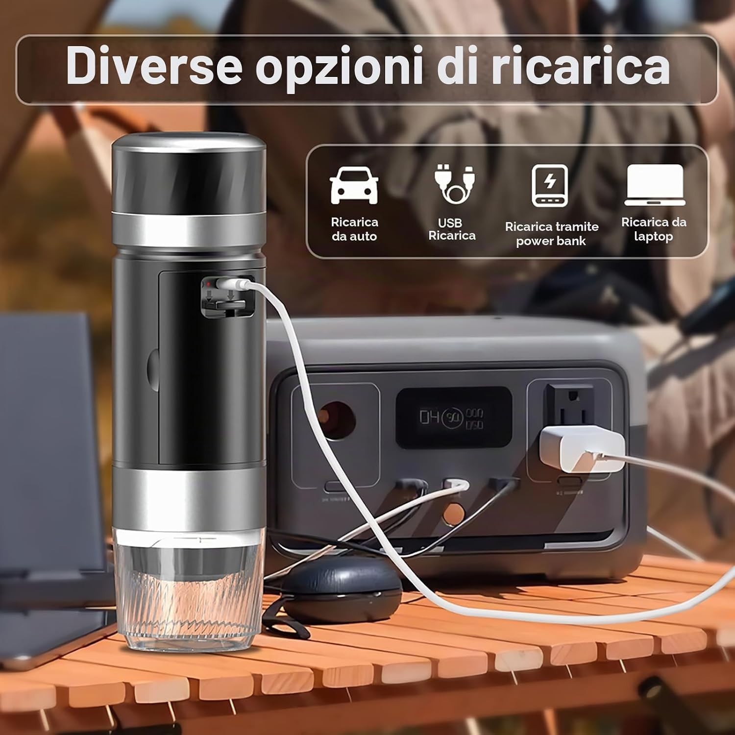 Caffettiera Portatile, 3 In 1 Macchina per Caffè Viaggio - Senza Fili Auto-Risca foto 6
