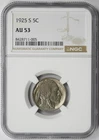 1925-S Buffalo Nickel 5C AU 53 NGC
