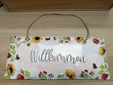 Dekoratives Blechschild „Willkommen“ – Grätz Verlag – Geprägt – Vintage Look