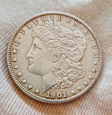 1901 -O- USA Morgan Silver Dollar $1 Coin Silver 0.9 Fineness Fine Details