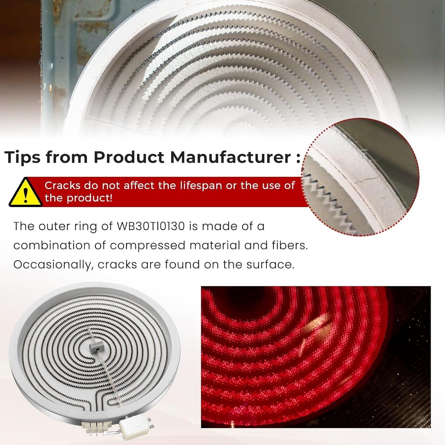 WB30T10130 PS2321564 12 Inch Burner Range Haliant Surface Element, Dual Burner