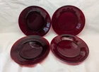 Anchor Hocking Royal Ruby Red Set Of 4 Glass Dinner Plates 9” Vintage
