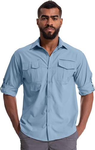 Herren Sonnenschutz Angelshirt Langarm Outdoor schnelltrocknend Cargoshirts - Bild 10 von 45