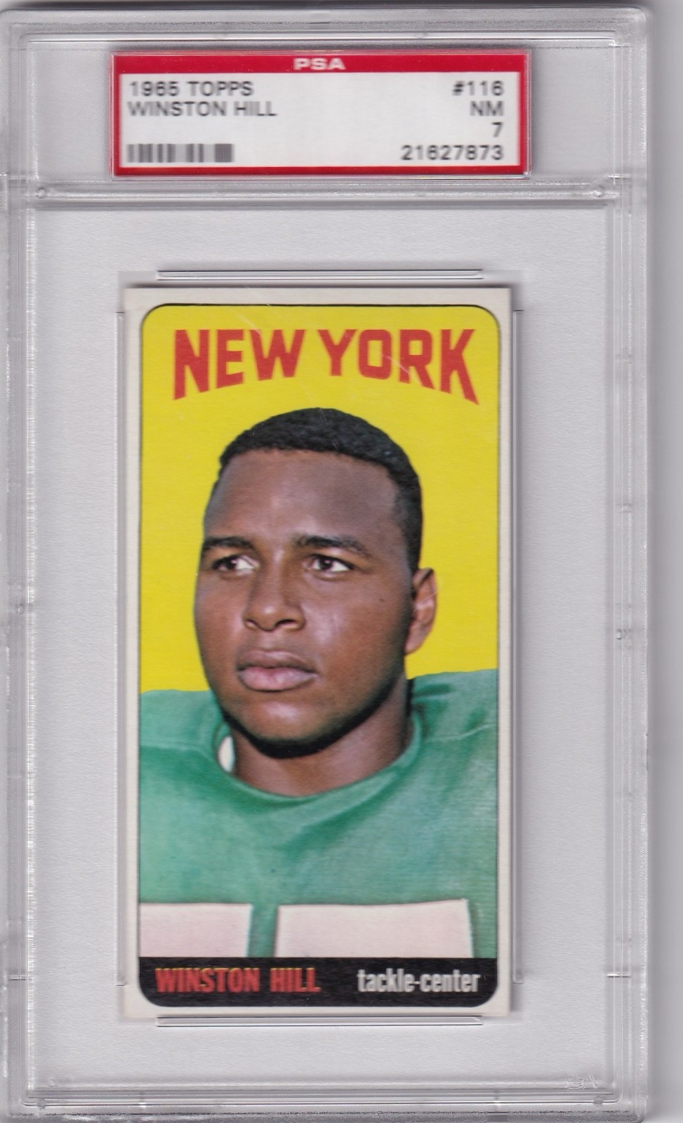 1965 Topps Football, Winston Hill #116, PSA-7 (Huge selection of 1965 FB PSA)