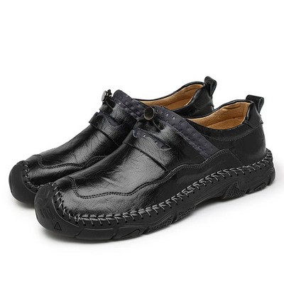 Men's Genuine Leather Shoes Lightweight Hand Sweing Anti-slip Casual Sport Shoes