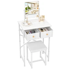 Small Makeup Vanity Desk with Mirror  Chair, Mini Vanity Desk Table Set with ...