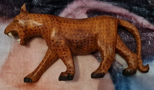 Hand Carved Wooden Leopard Cheetah animal Art Sculpture please see description 