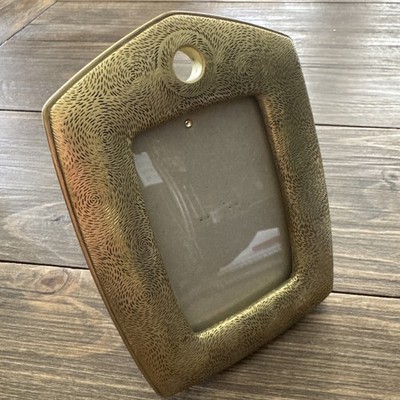 Terragrafics Resin Photo Frame Rectangular Gold Tone Texture 3x5 Photo 1993 Vtg